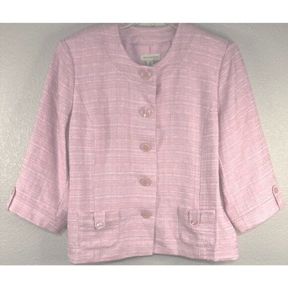 Appleseed’s Pink Blazer Jacket Size 20 Plus NWT Clueless Style Tweed Preppy Chic - Picture 1 of 6